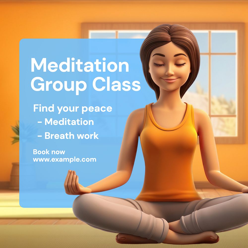 Meditation class Instagram post template, editable text