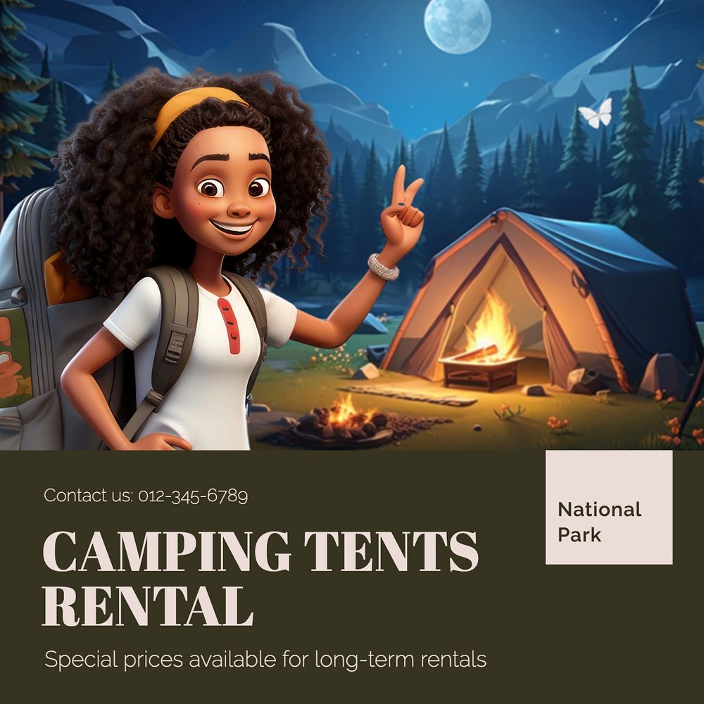 Camping tents Instagram post template, editable design