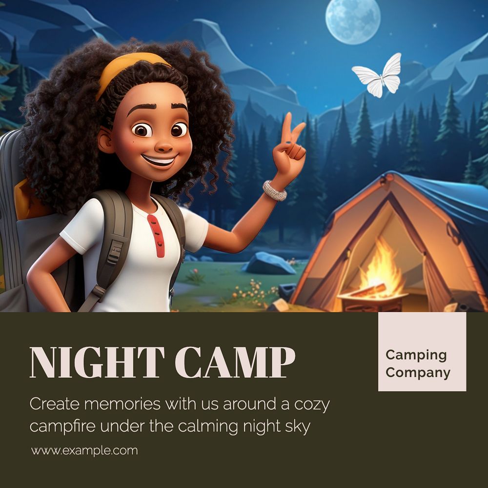 Night camp Instagram post template, editable design