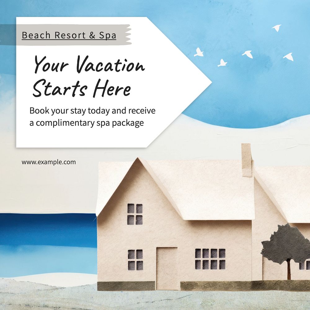 Your vacation Instagram post template, editable text