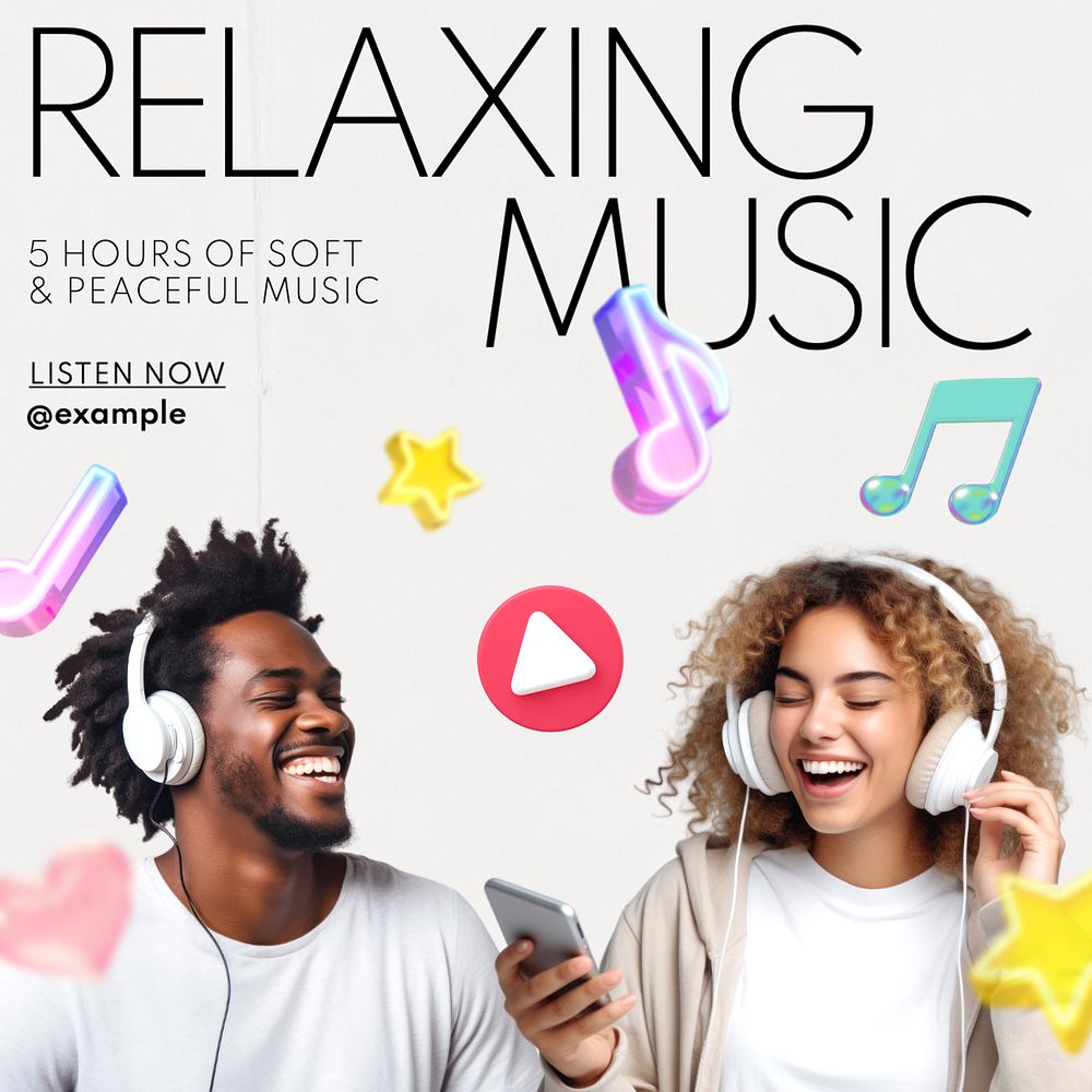 Relaxing music Instagram post template, editable text