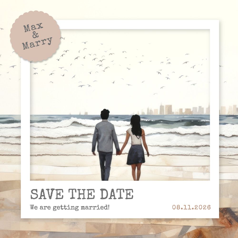 Marriage invitation  Instagram post template, editable text