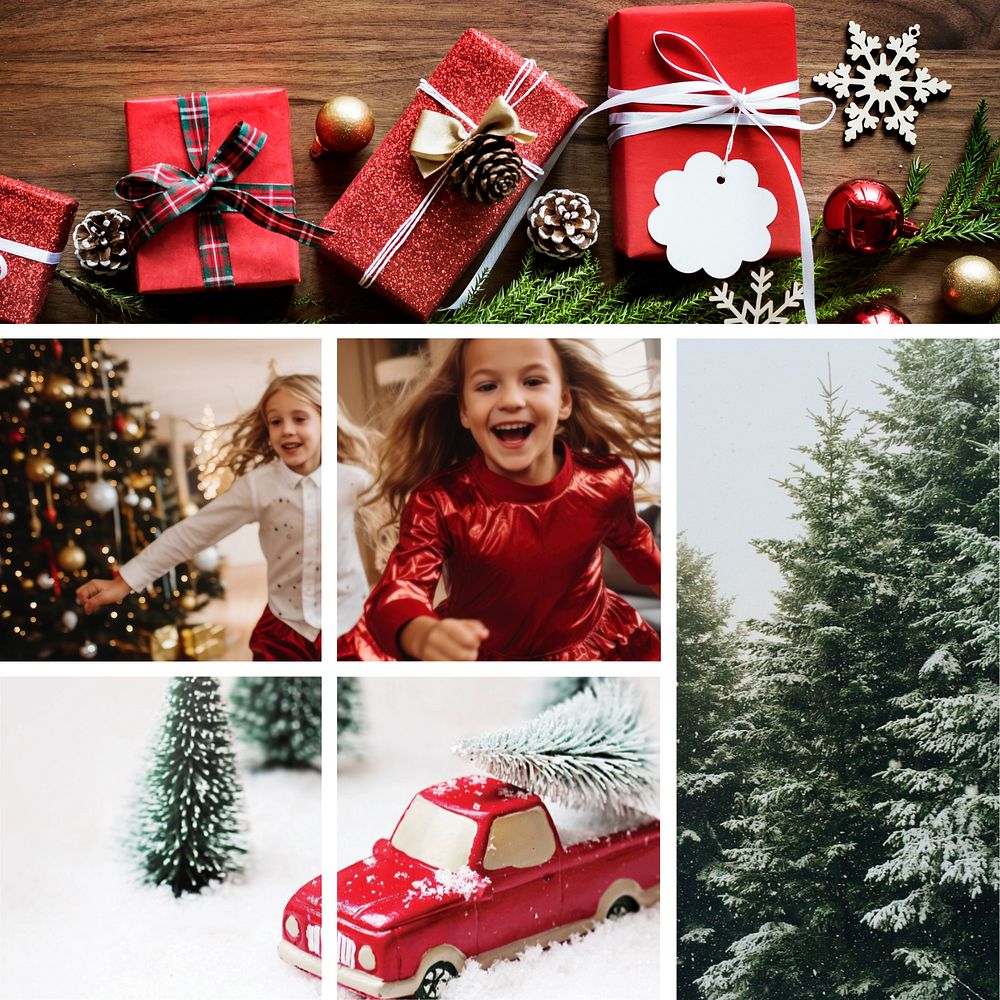 Customizable Christmas grid photo collage