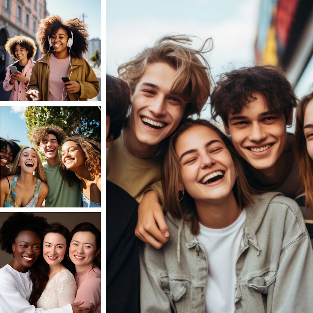 Customizable friendship grid photo collage