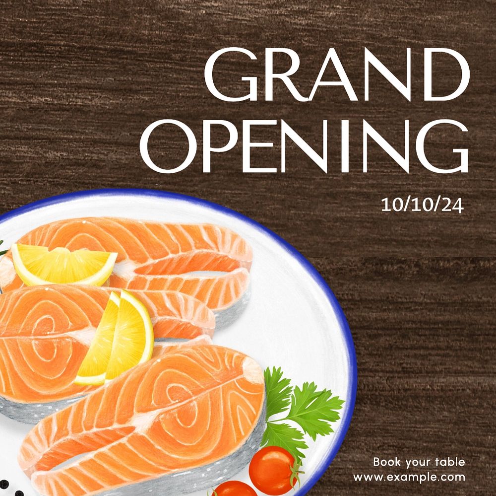 Grand opening Instagram post template, editable text