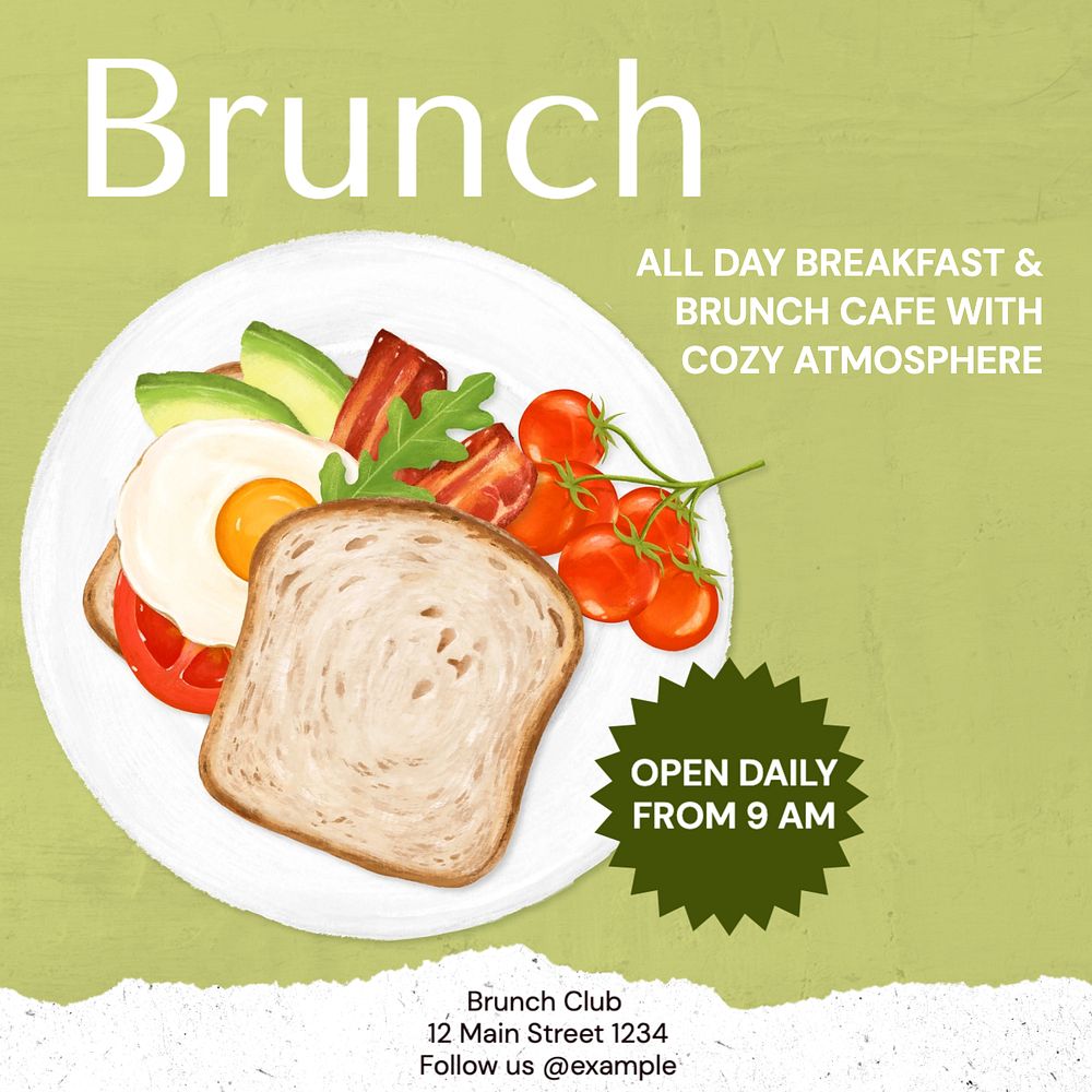 Brunch Instagram post template, editable text