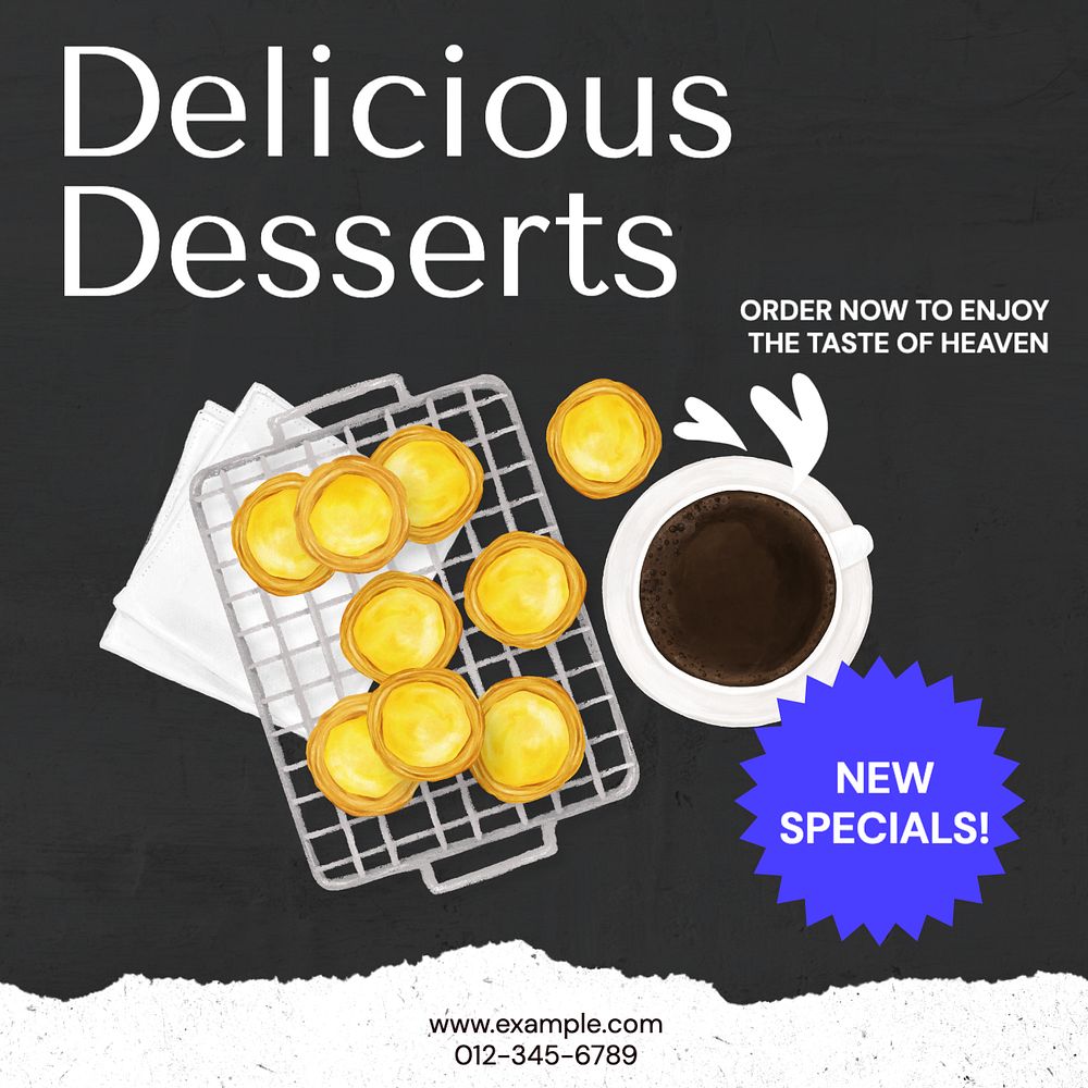 Delicious dessert Instagram post template, editable text