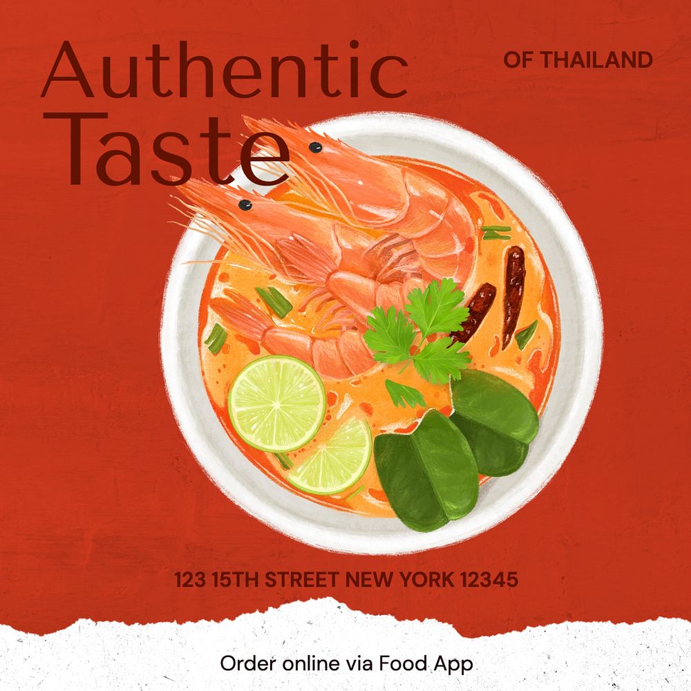 Authentic taste Instagram post template, editable text