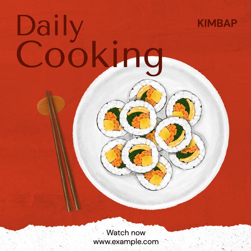 Daily cooking Instagram post template, editable text