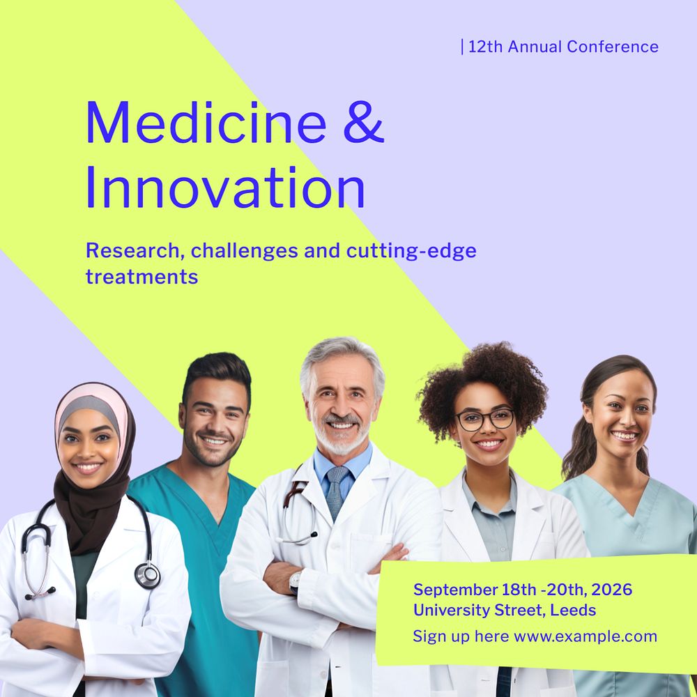 Medical conference Instagram post template, editable text