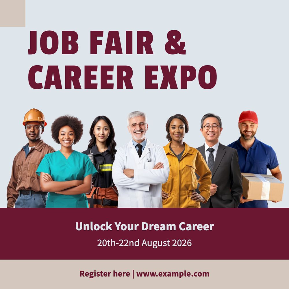 Job fair Instagram post template, editable text