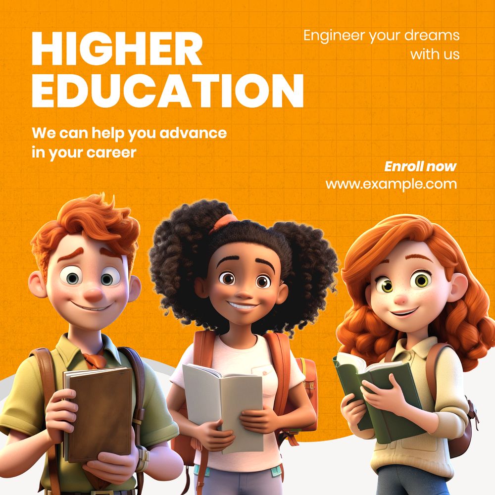 Higher education Instagram post template, editable text