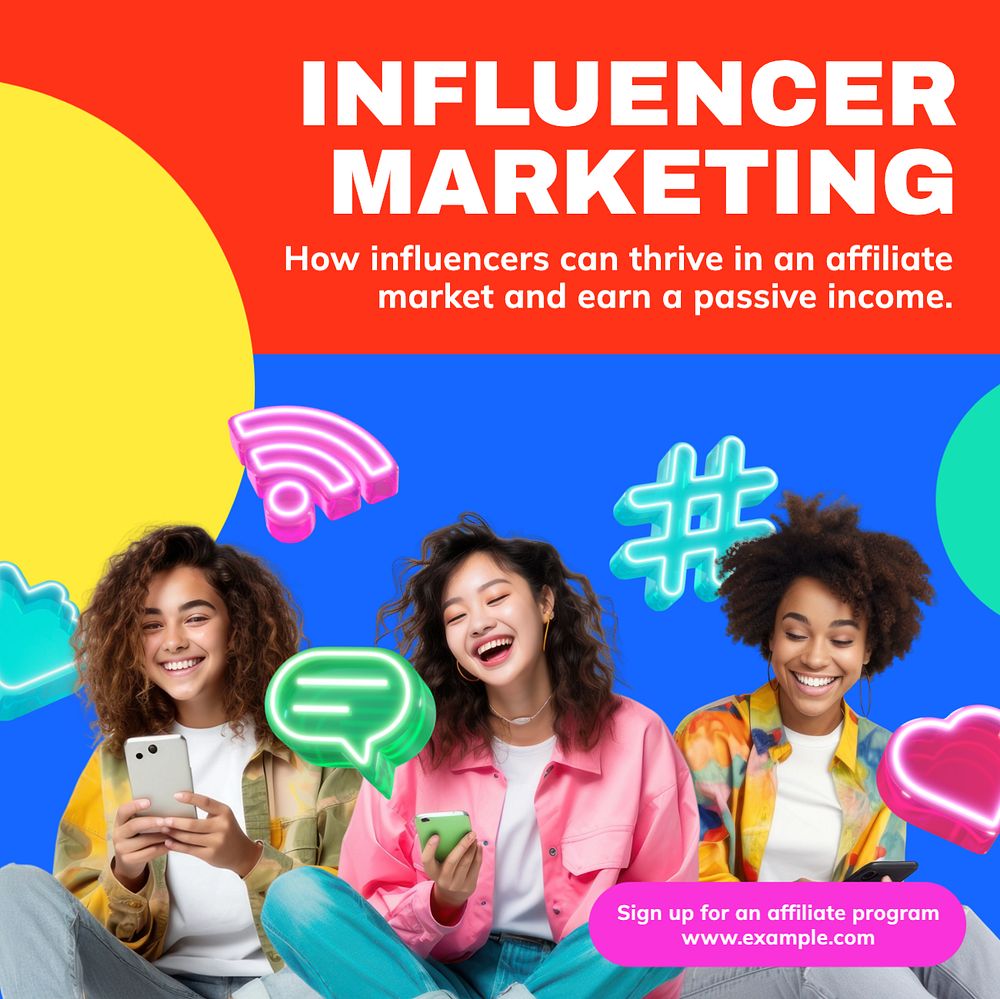 Influencer marketing Instagram post template, editable text