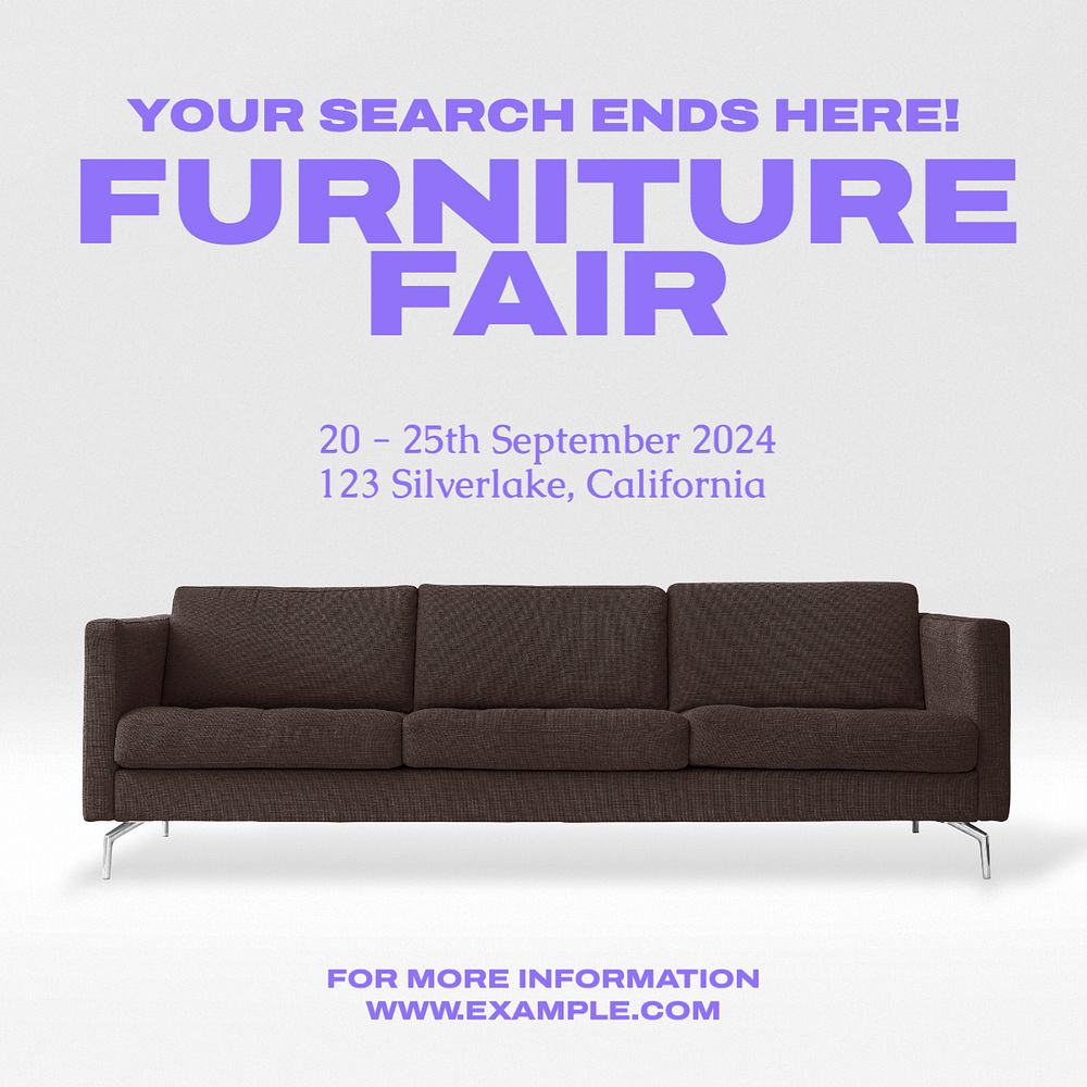 Furniture fair Instagram post template, editable text