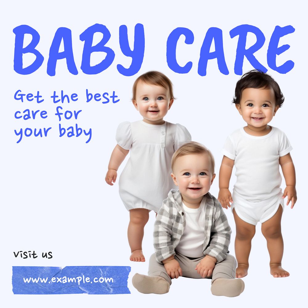 Baby care Instagram post template, editable text