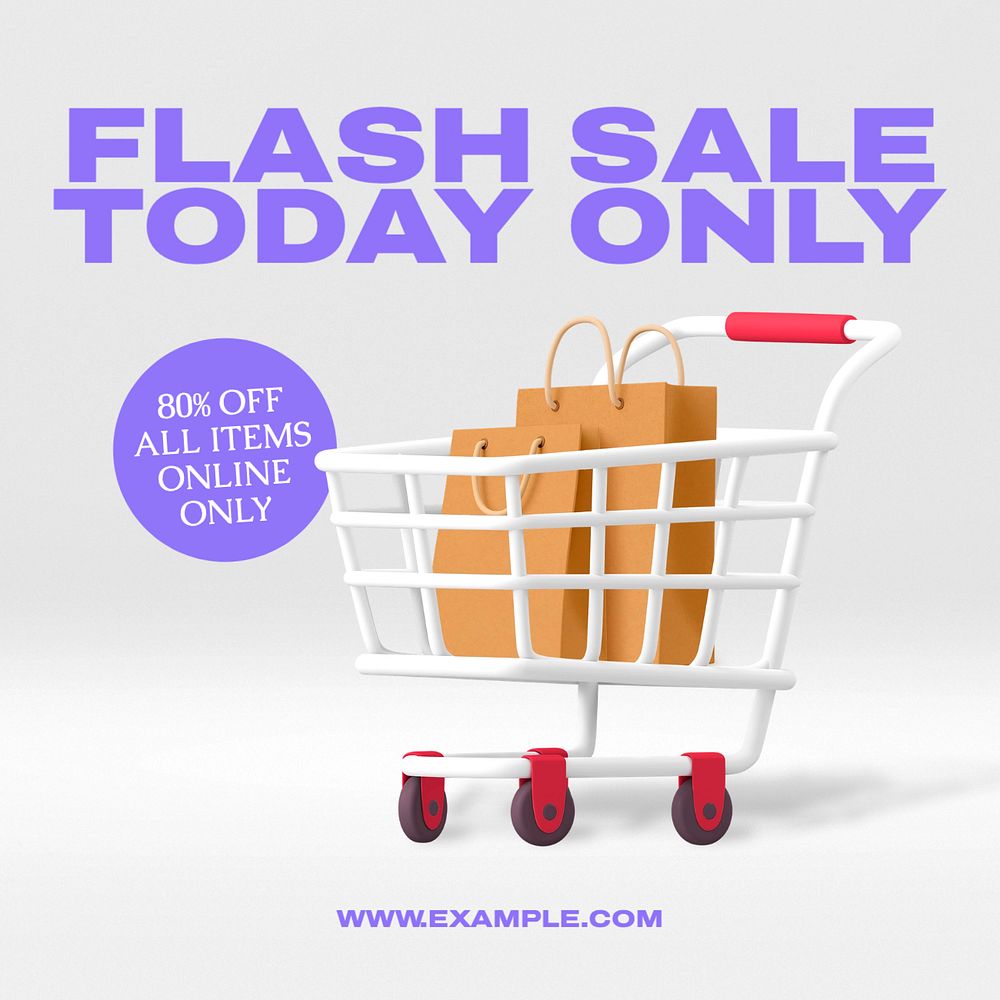 Flash sale Instagram post template, editable text