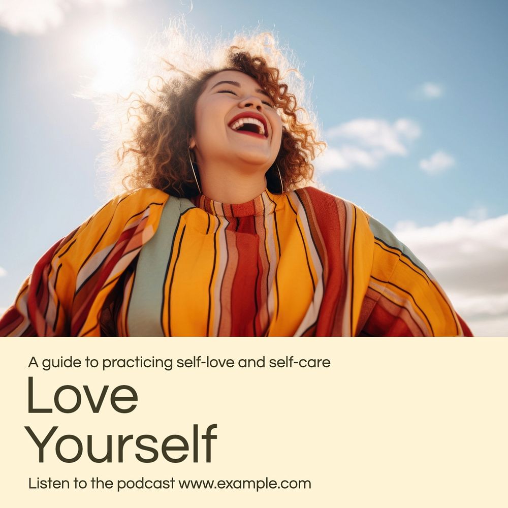 Love yourself podcast Instagram post template, editable text