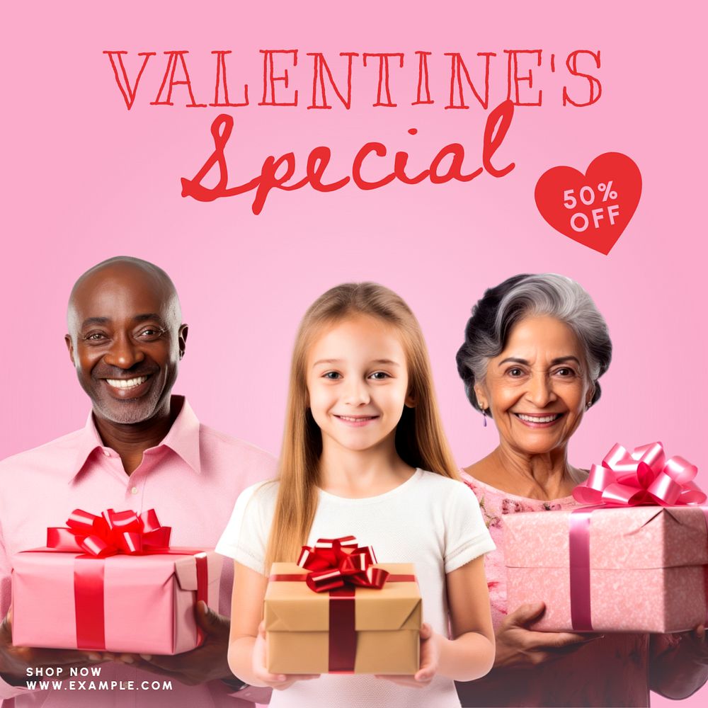 Valentine's special Instagram post template, editable text