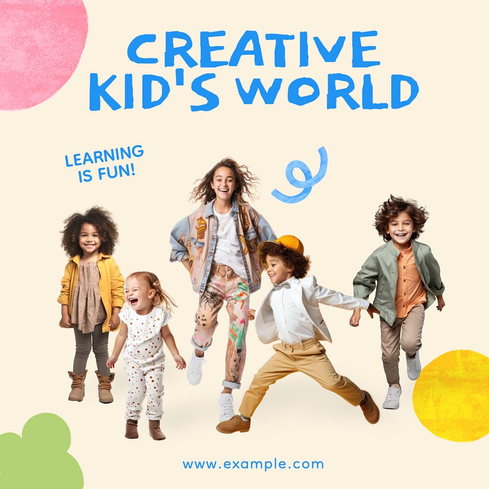 Creative kid Instagram post template, editable text