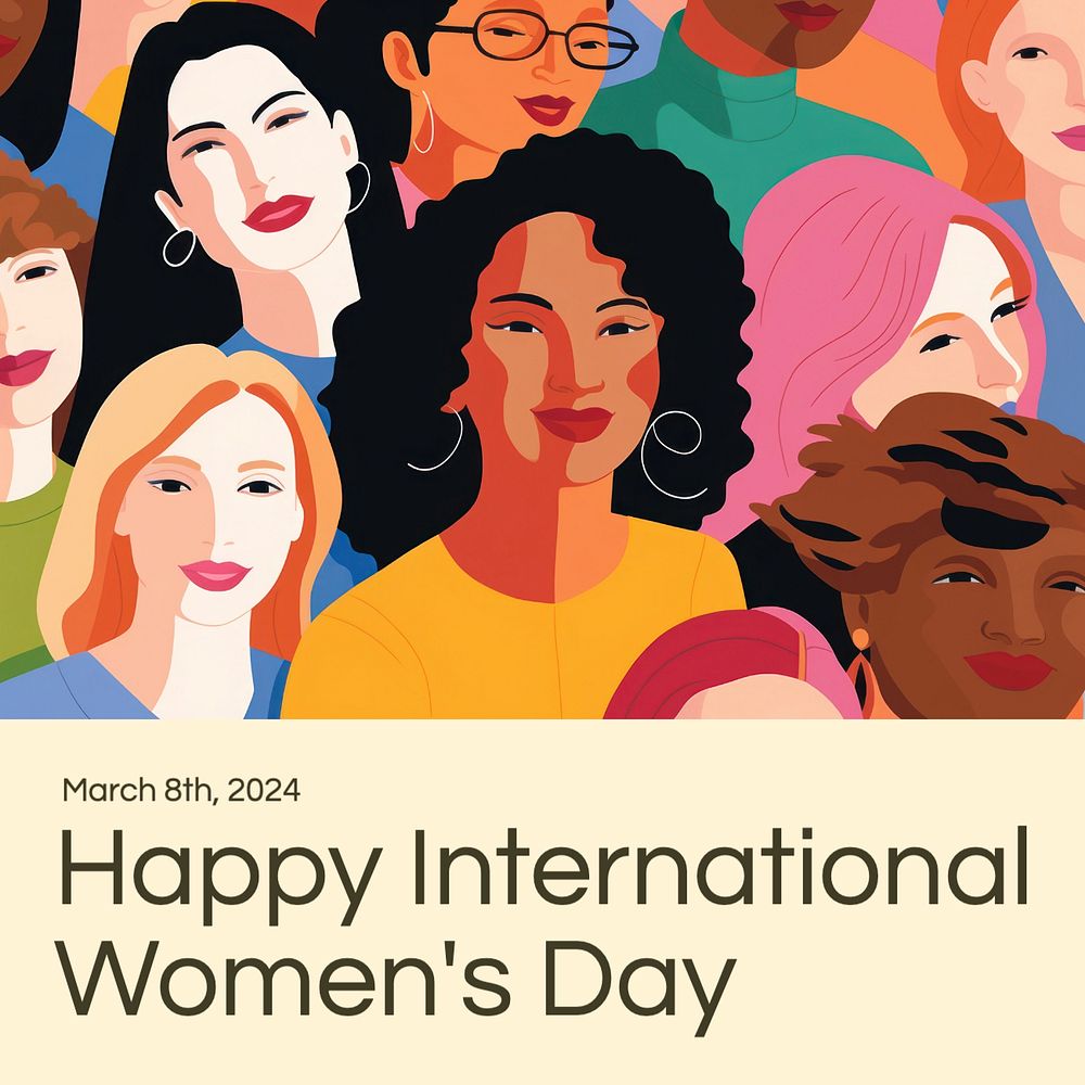 Women's day Instagram post template, editable text