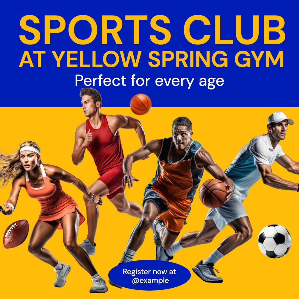 Sports club Instagram post template, editable text