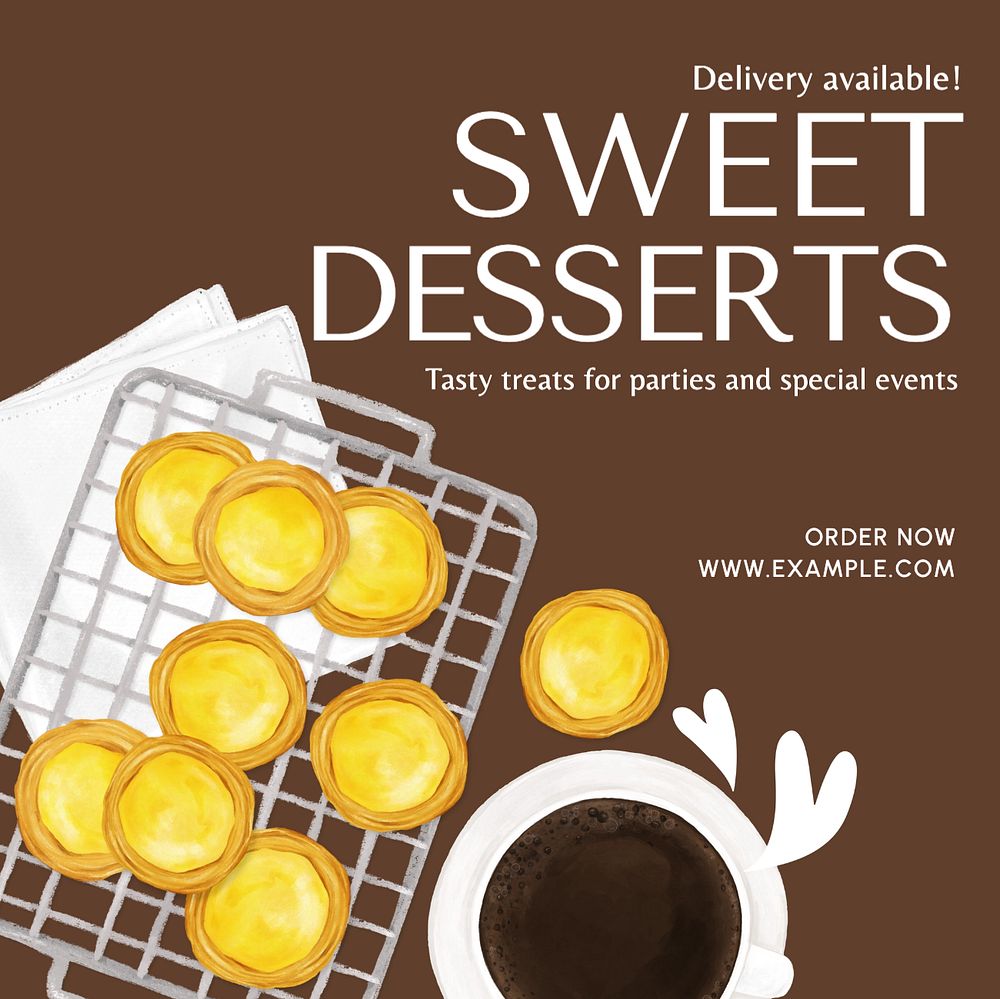 Sweet desserts Instagram post template, editable text