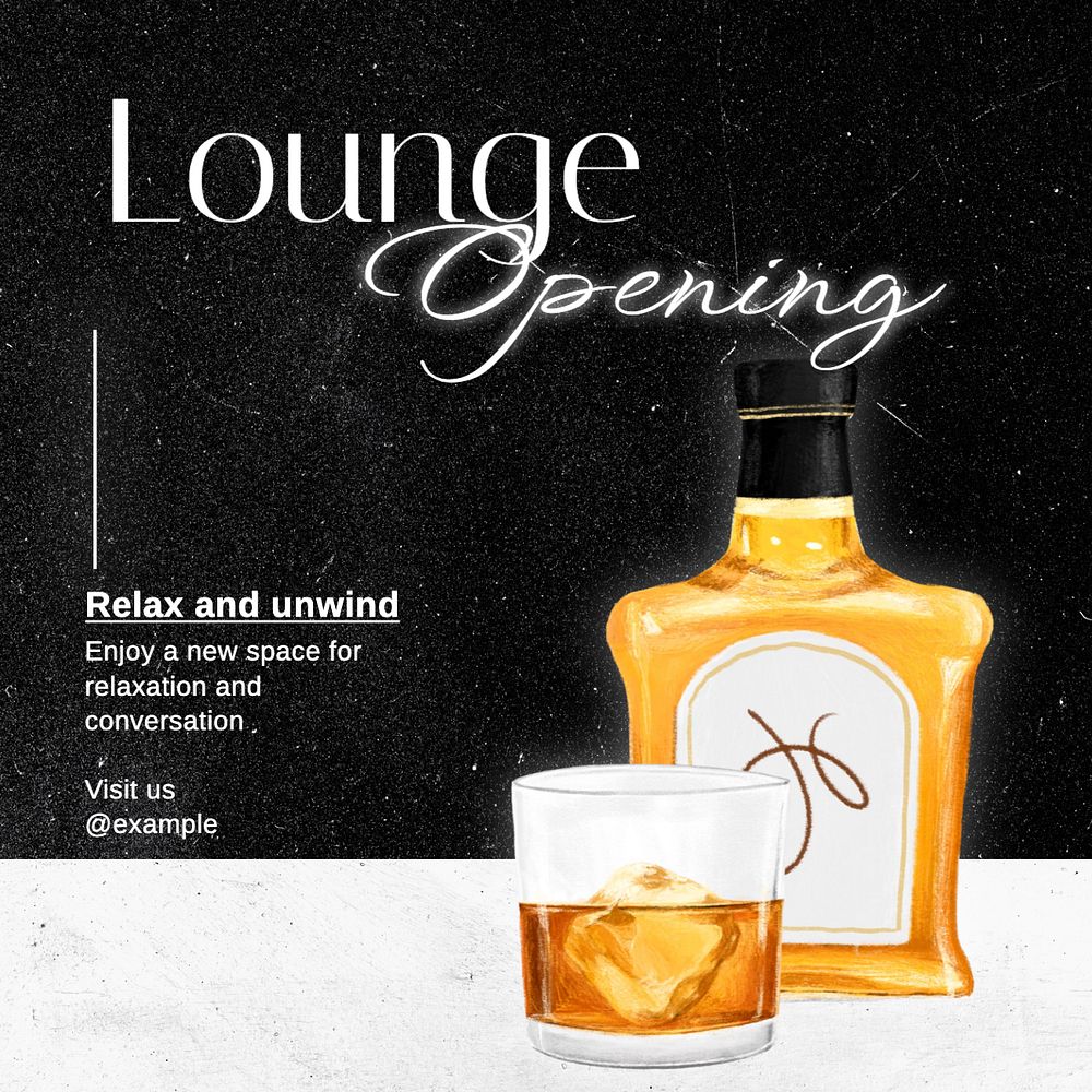 Lounge opening Instagram post template, editable text