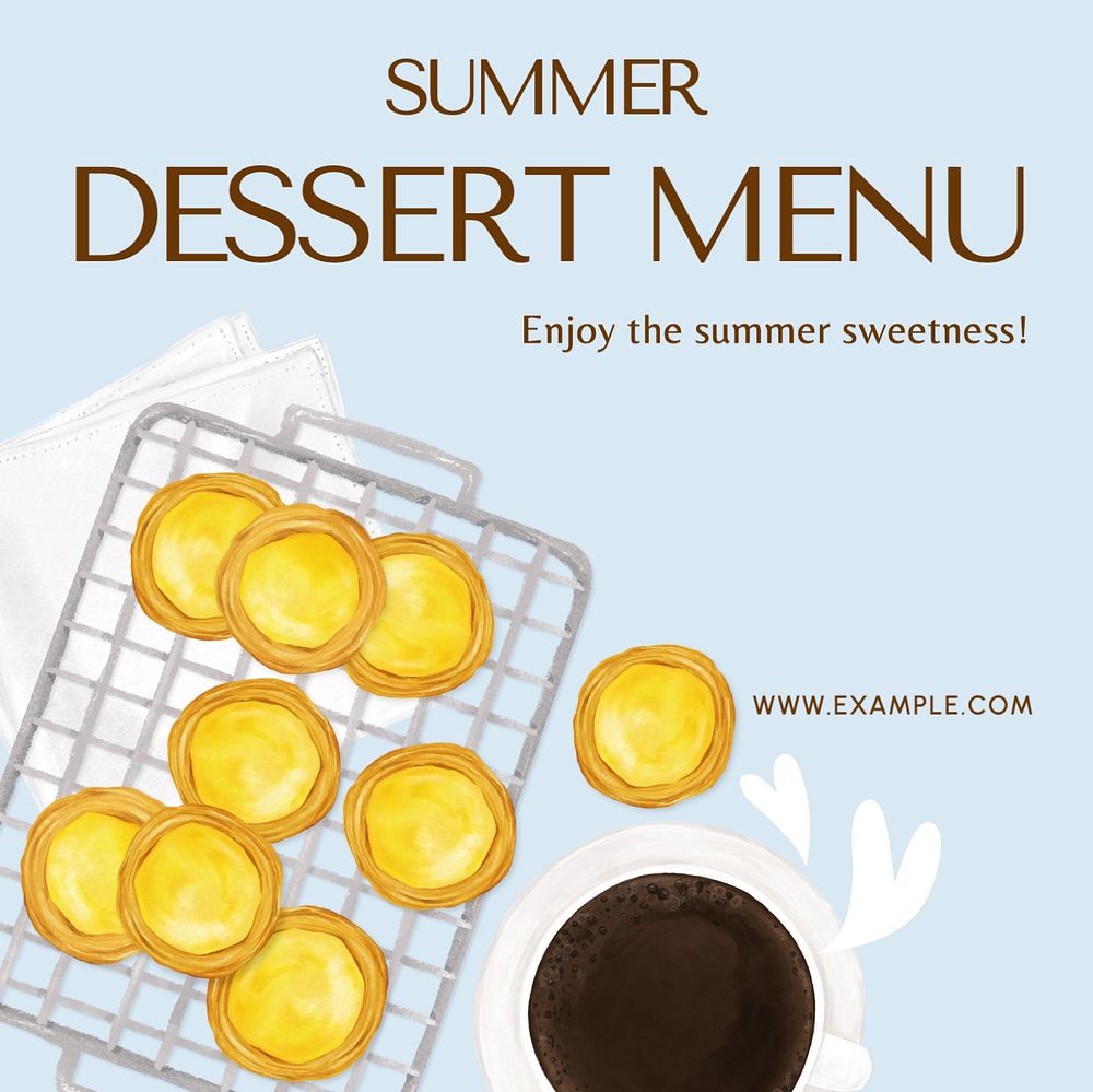 Dessert menu Instagram post template, editable text