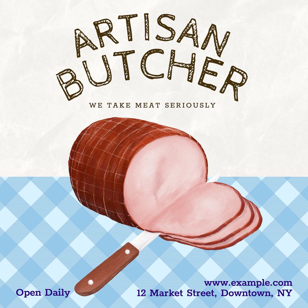 Artisan butcher Instagram post template, editable text