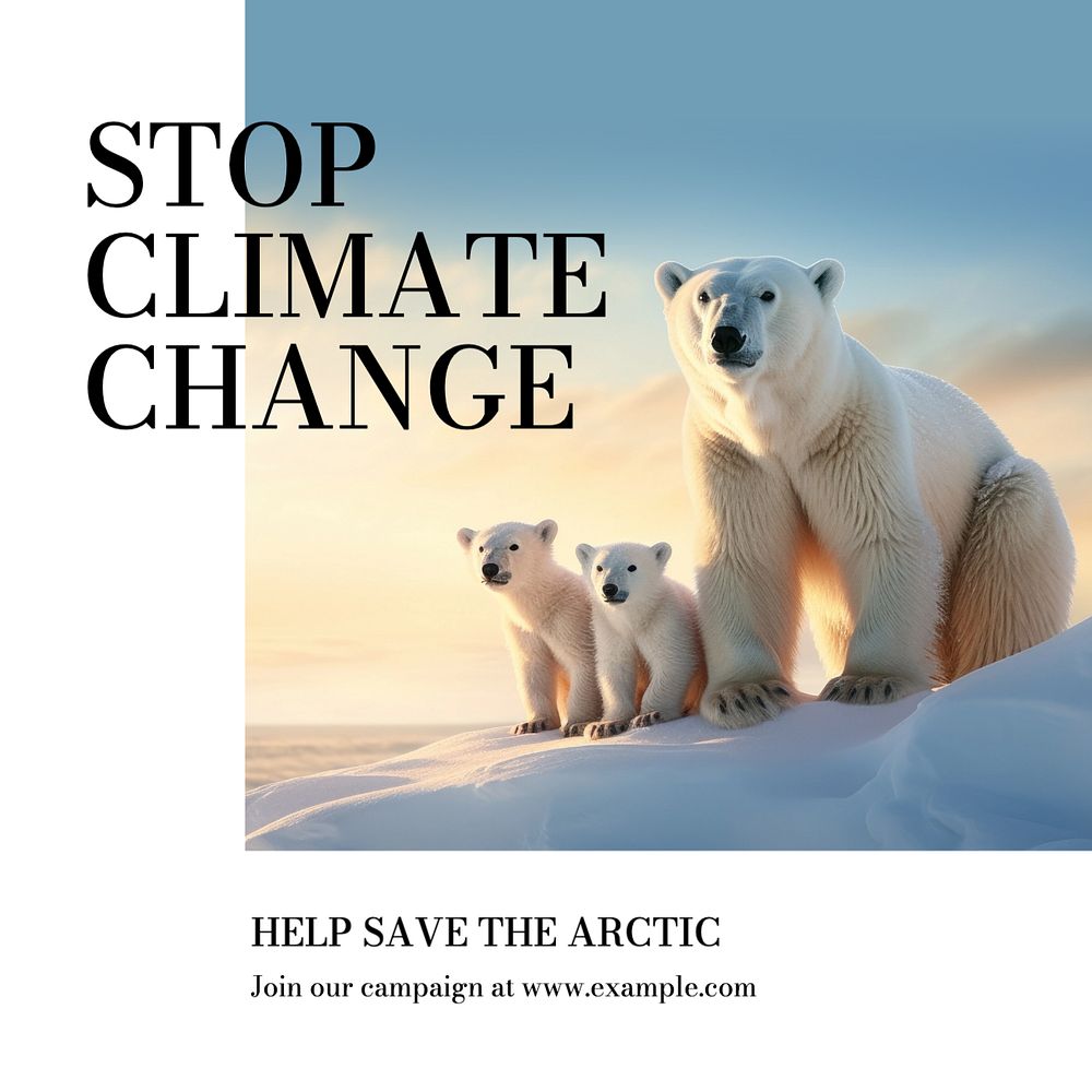 Climate change Instagram post template, editable text