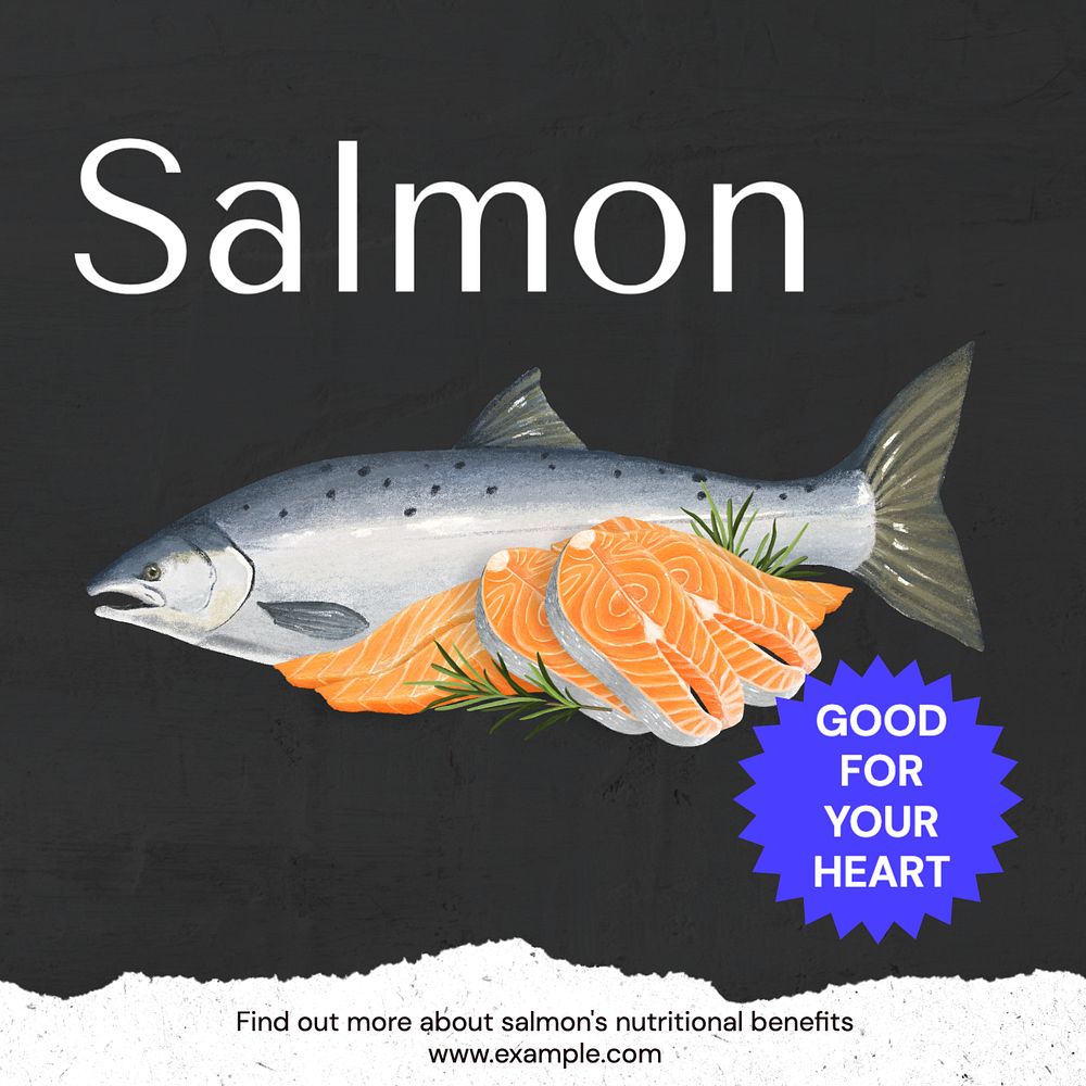 Salmon Instagram post template, editable text