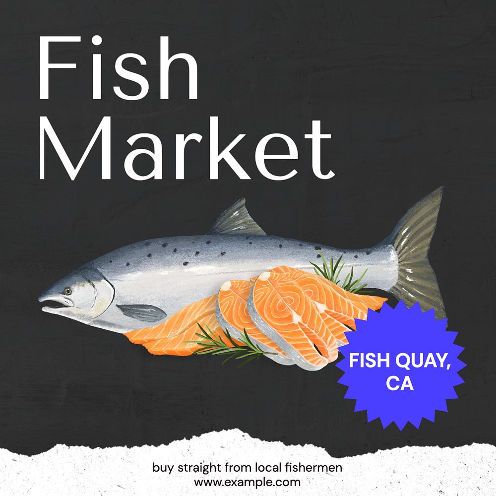 Fish market Instagram post template, editable text