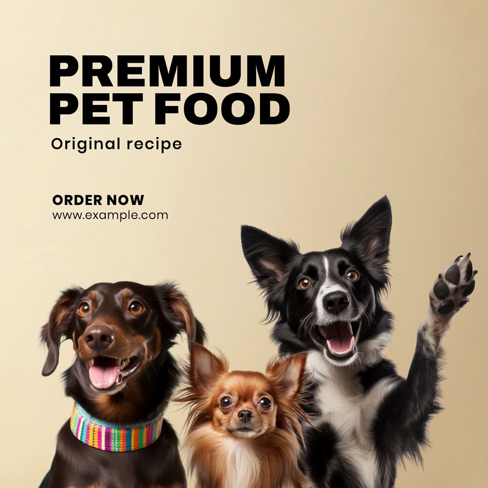 Premium pet food Instagram post template, editable text