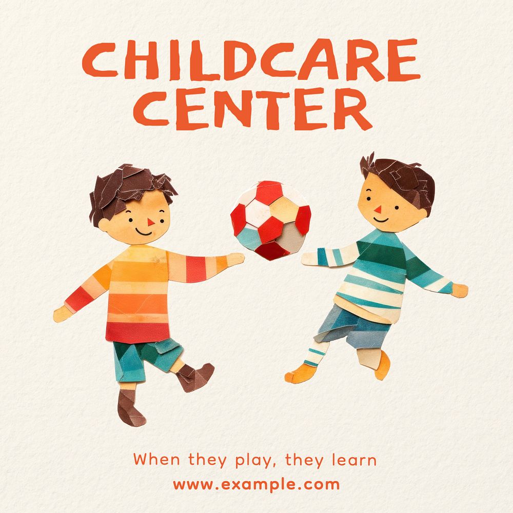 Childcare center Instagram post template, editable text