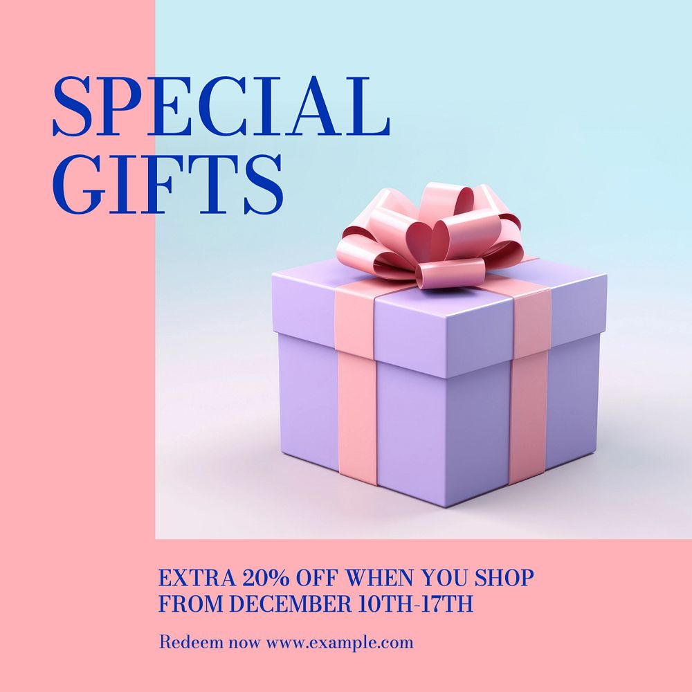 Special gifts Instagram post template, editable text