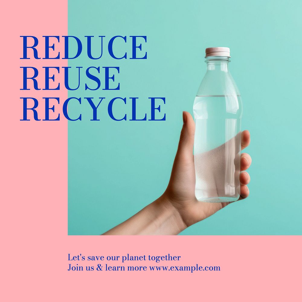 Reduce reuse recycle Instagram post template, editable text