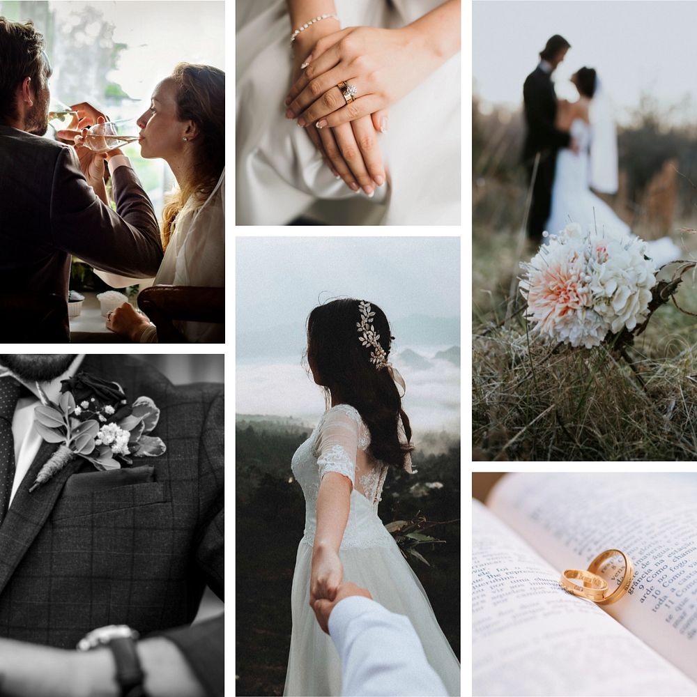 Customizable wedding grid photo collage