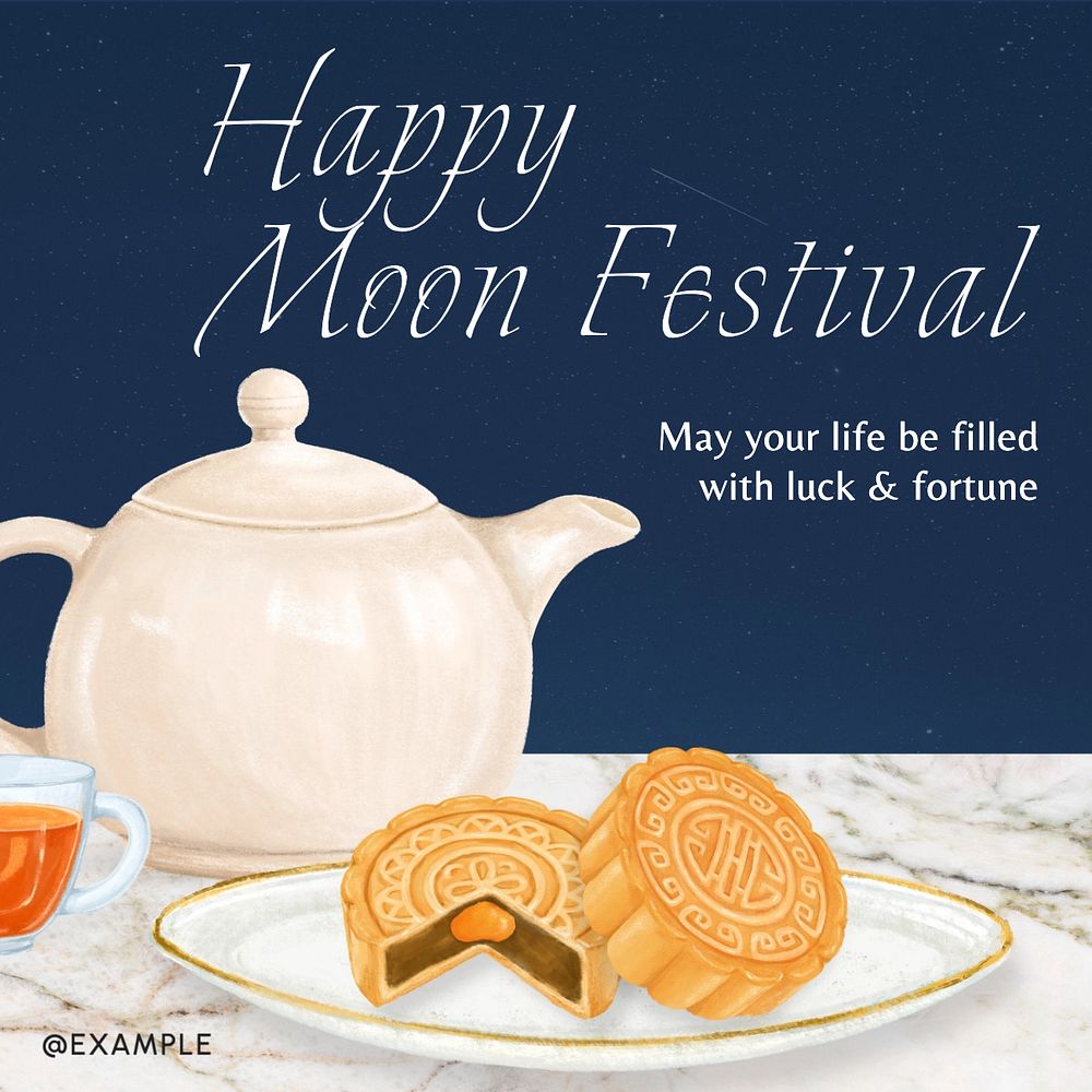 Moon festival Instagram post template, editable text