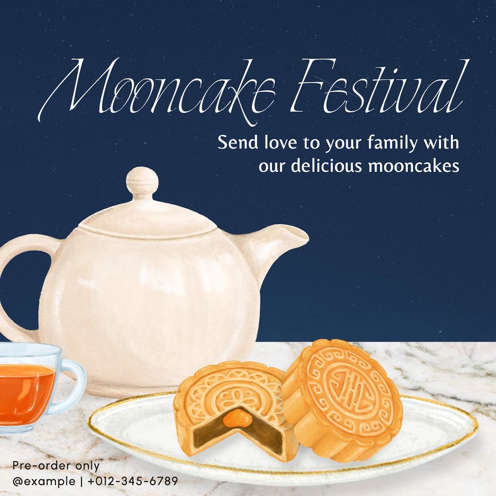 Mooncake festival Instagram post template, editable text