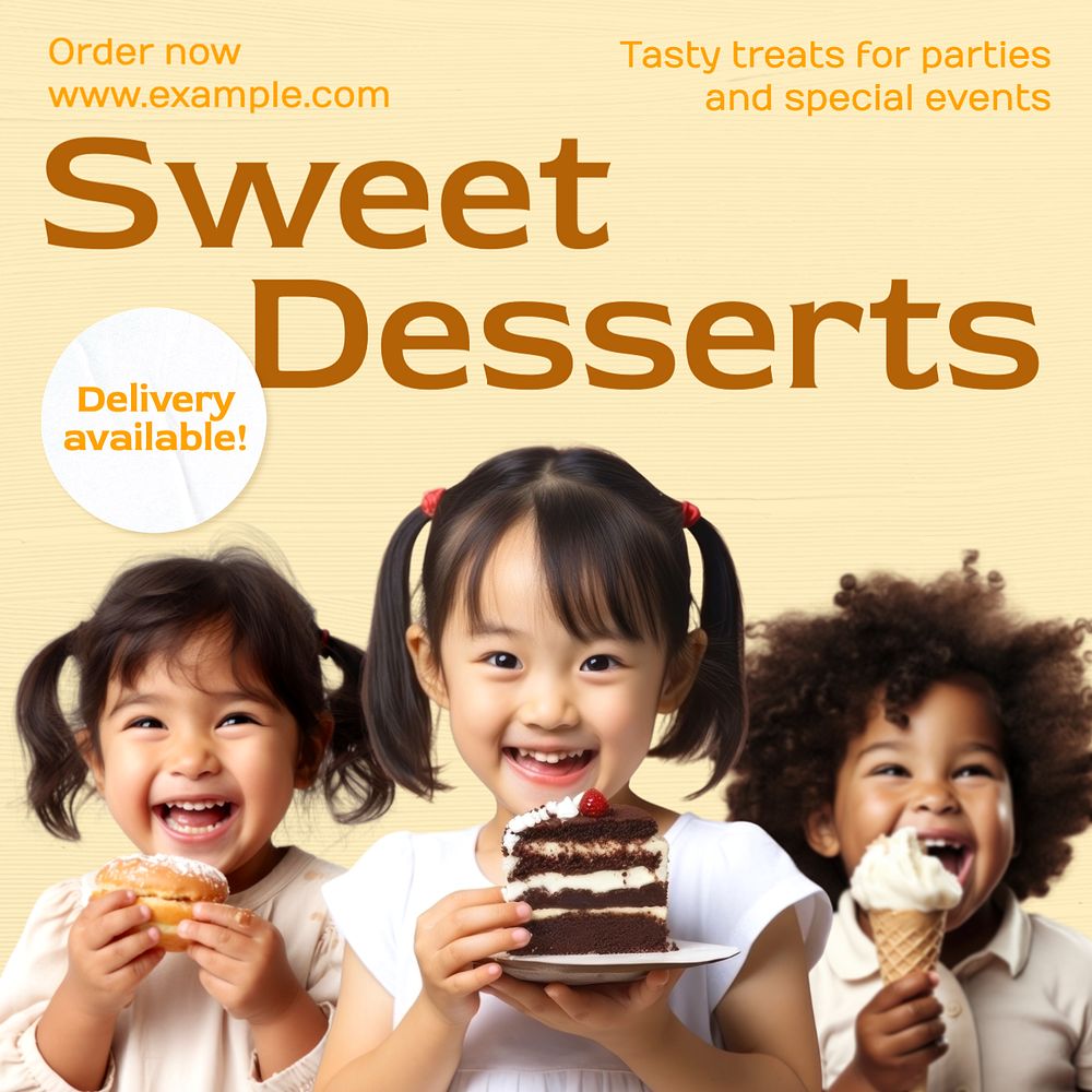 Sweet desserts Instagram post template, editable text