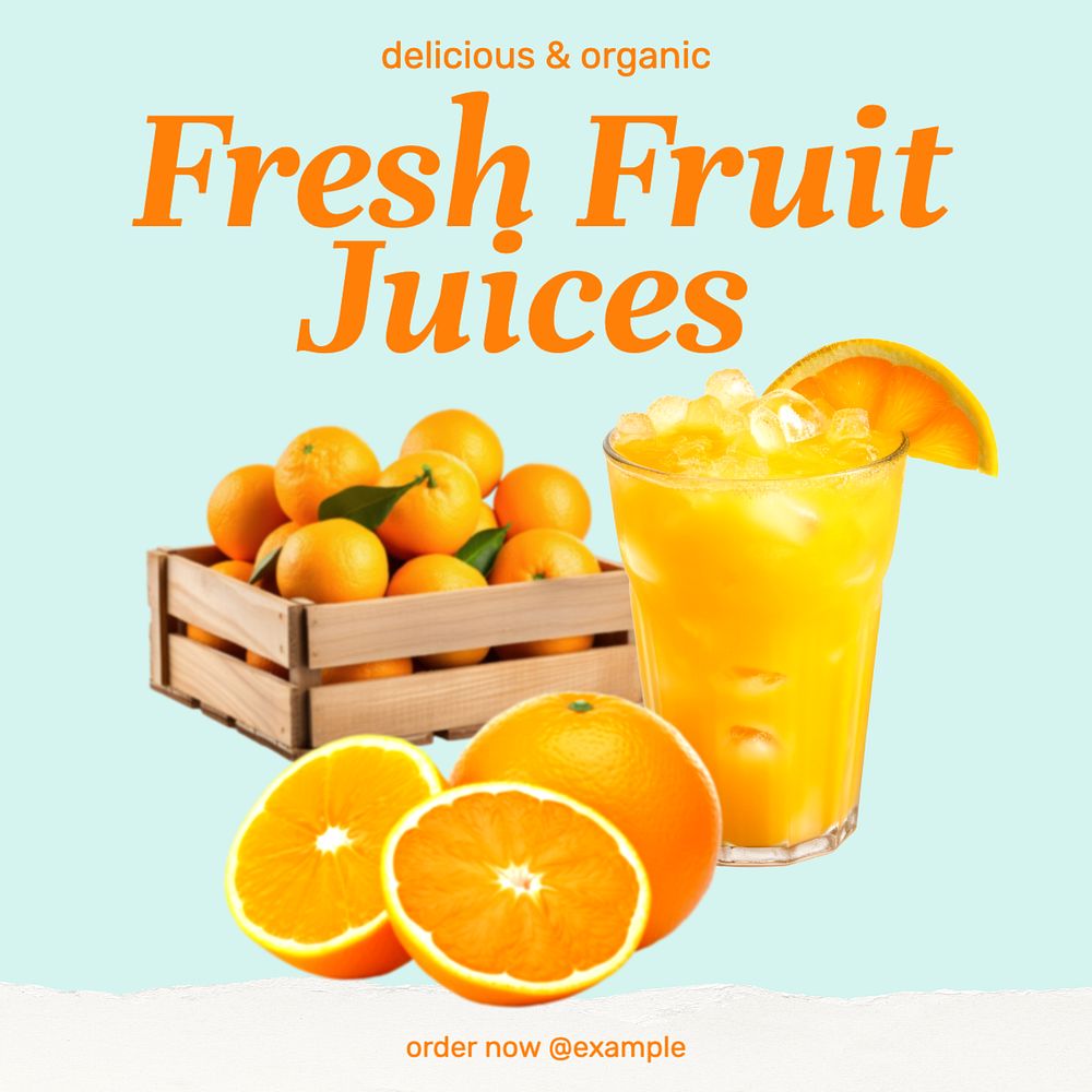 Fruit juices Instagram post template, editable text