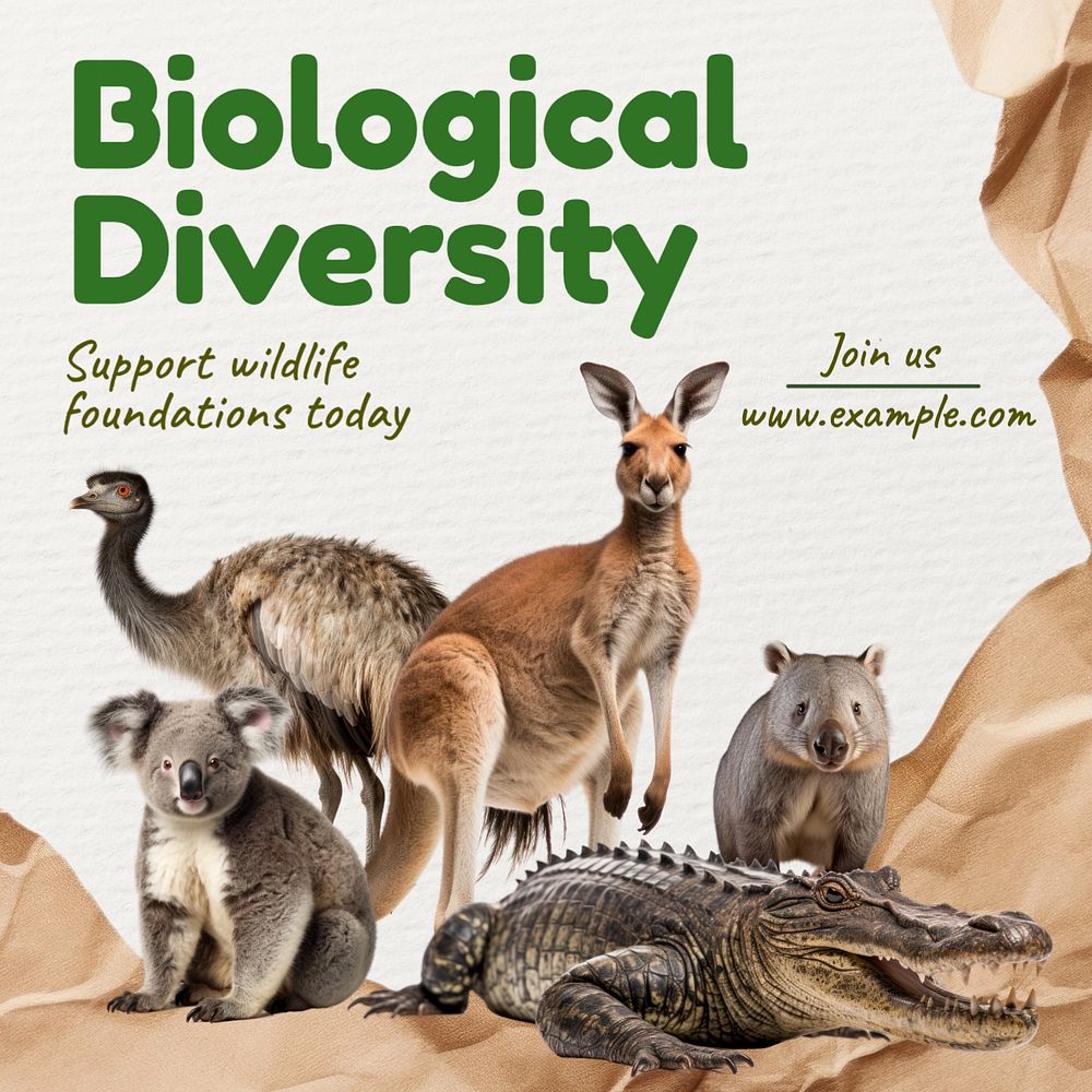 Biological diversity Instagram post template, editable text