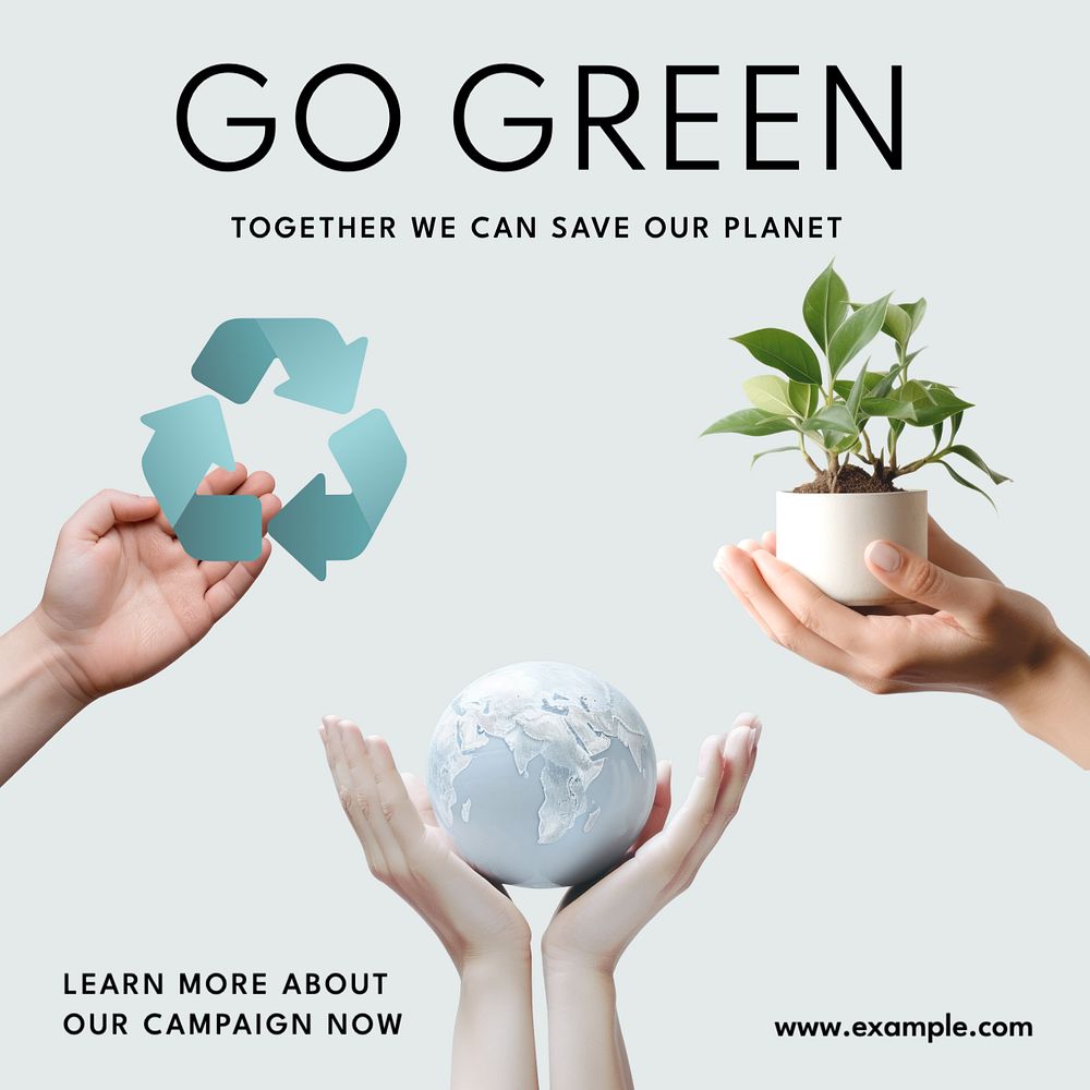 Go green Instagram post template, editable text