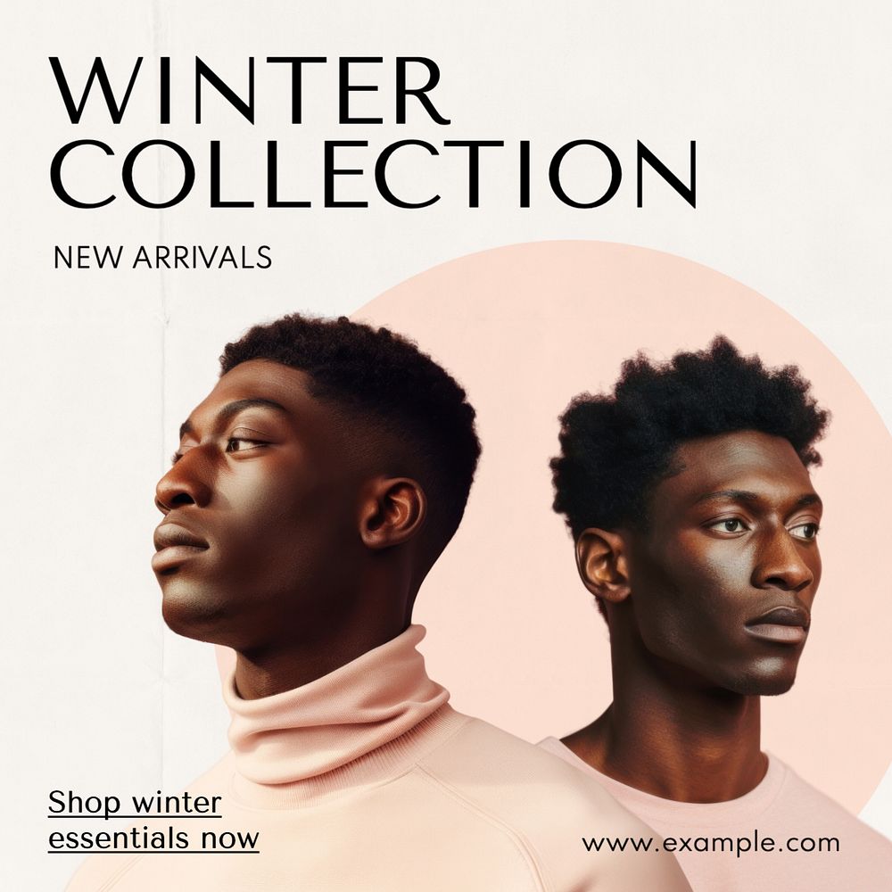 Winter collection Instagram post template, editable text