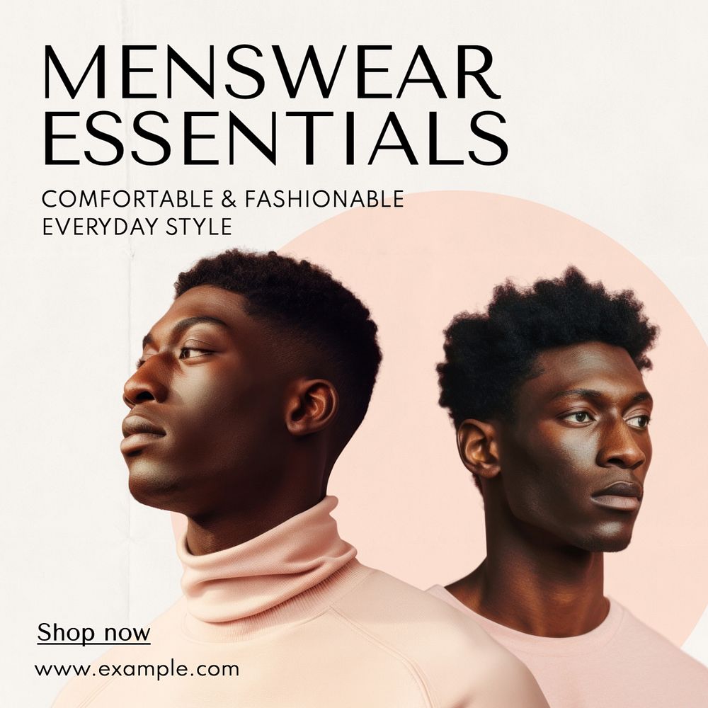 Men's wear essentials Instagram post template, editable text