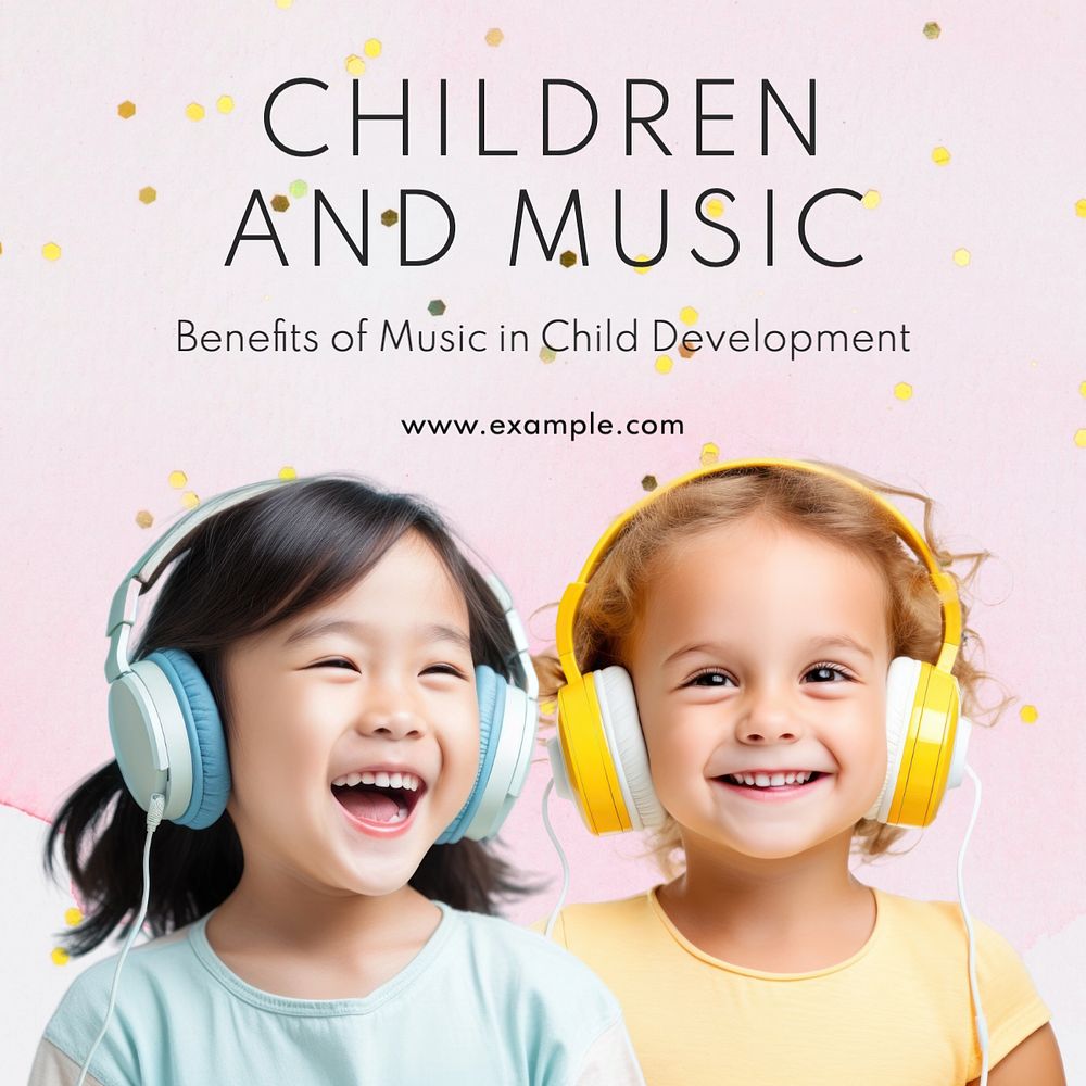 Children and music Instagram post template, editable text