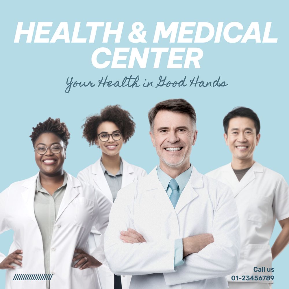 Health & medical center Instagram post template, editable text