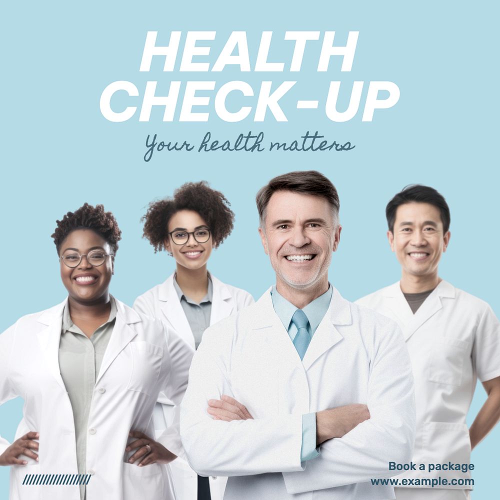 Health check-up Instagram post template, editable text