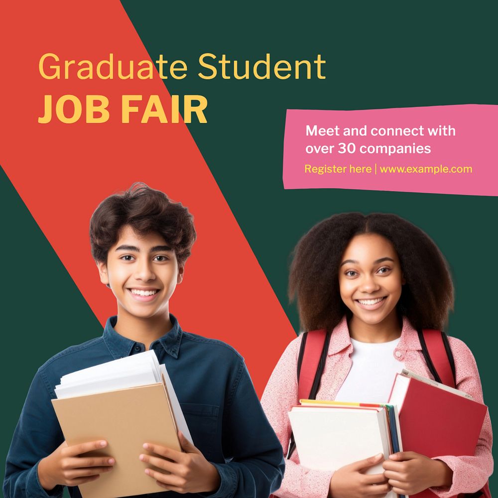 Graduate student job fair Instagram post template, editable text