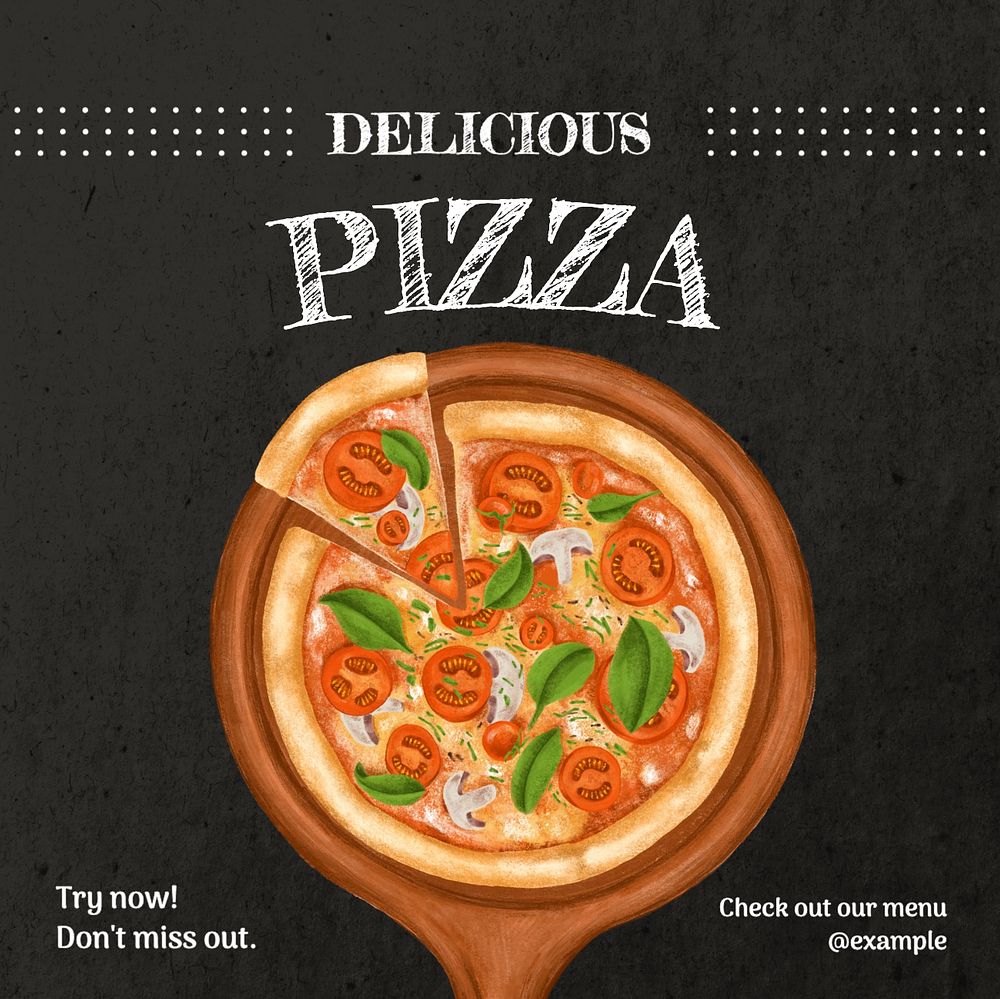 Pizza & restaurant Instagram post template, editable text